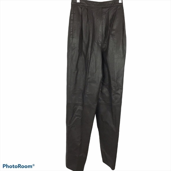 Vintage West Bay Saks Fifth Avenue Brown Leather Pants - Picture 1 of 6